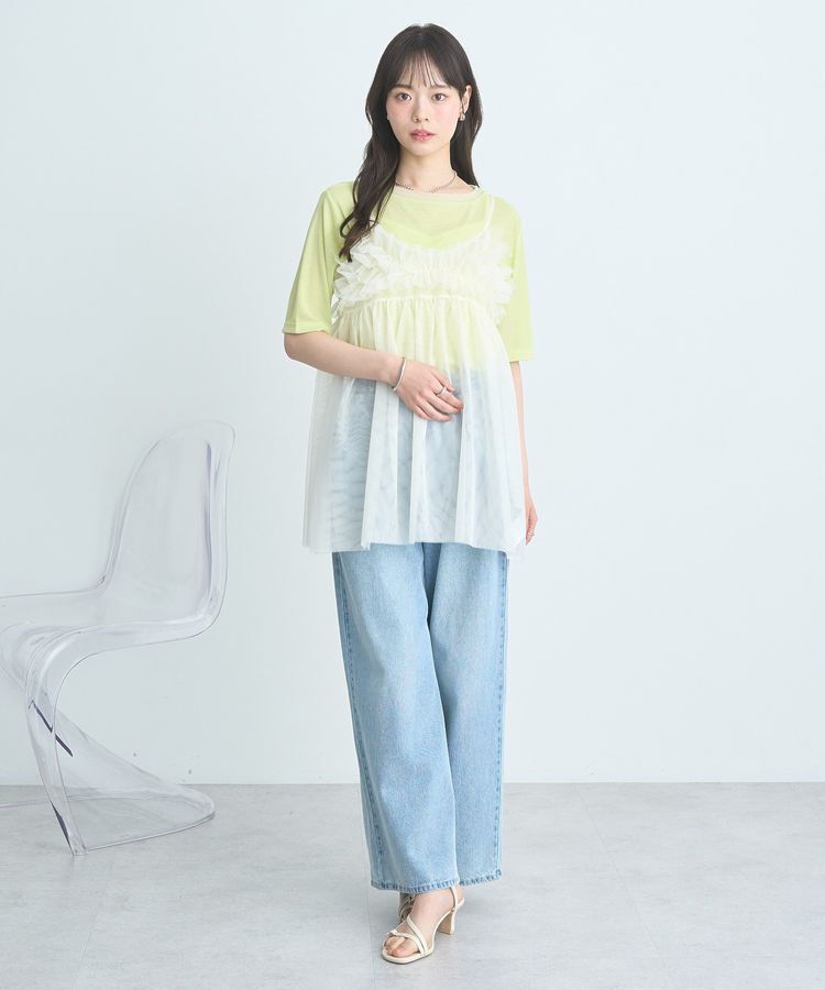 earth music&ecology「SET2点チュールビスチェ＋シアープルオーバー」|Tシャツ・カットソー|