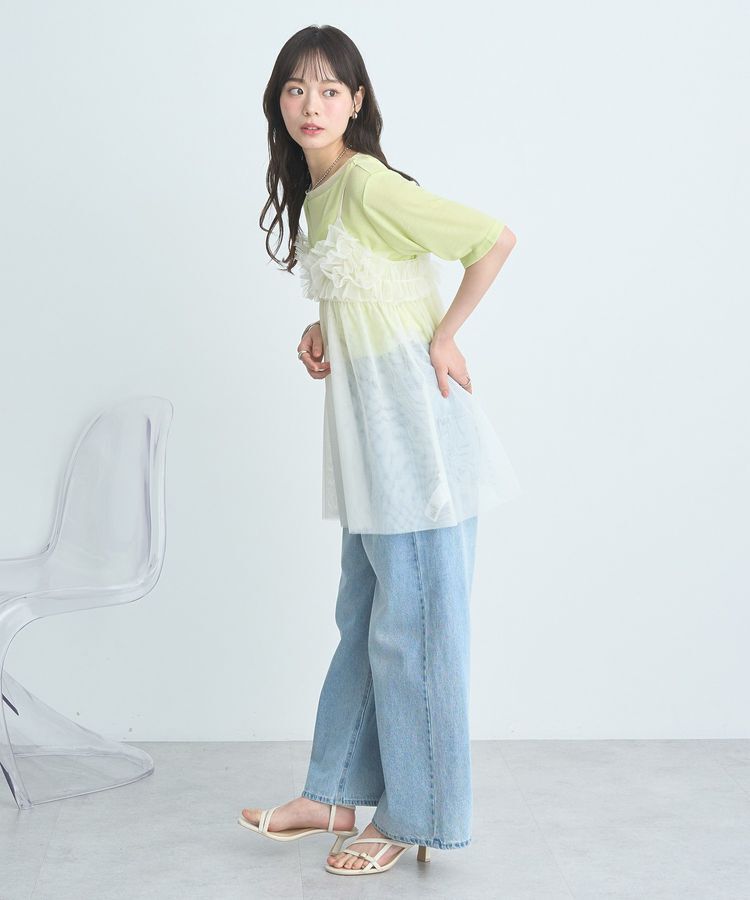 earth music&ecology「SET2点チュールビスチェ＋シアープルオーバー」|Tシャツ・カットソー|