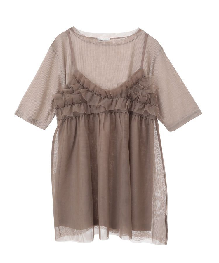 earth music&ecology「SET2点チュールビスチェ＋シアープルオーバー」|Tシャツ・カットソー|