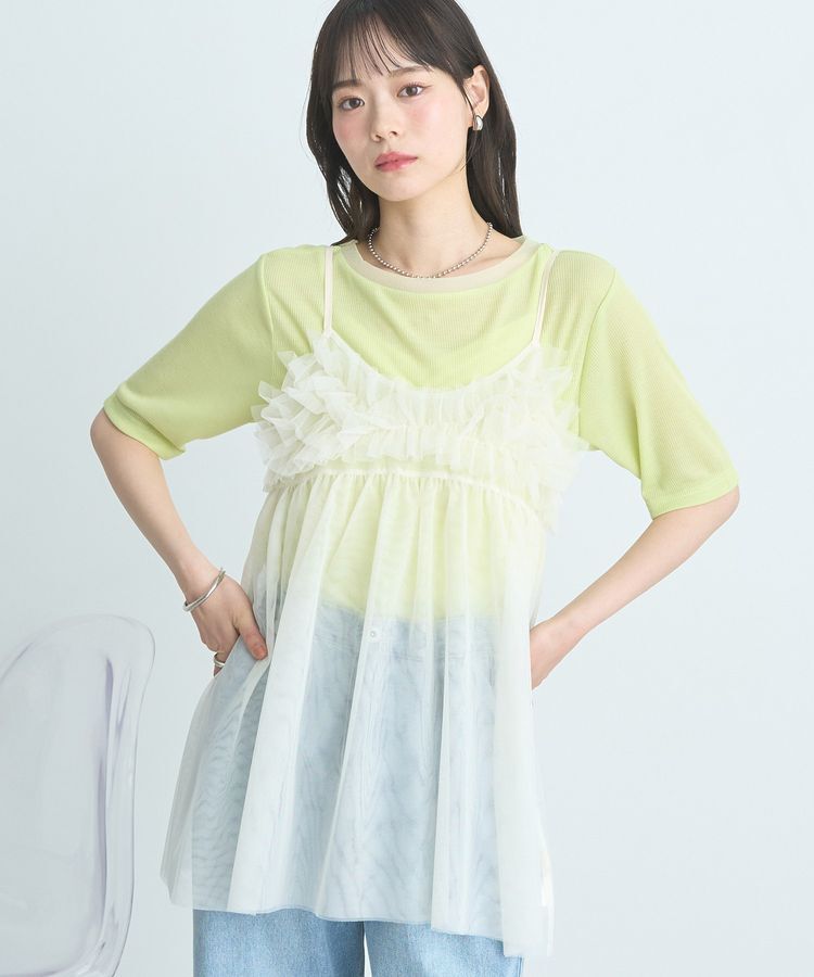 earth music&ecology「SET2点チュールビスチェ＋シアープルオーバー」|Tシャツ・カットソー|