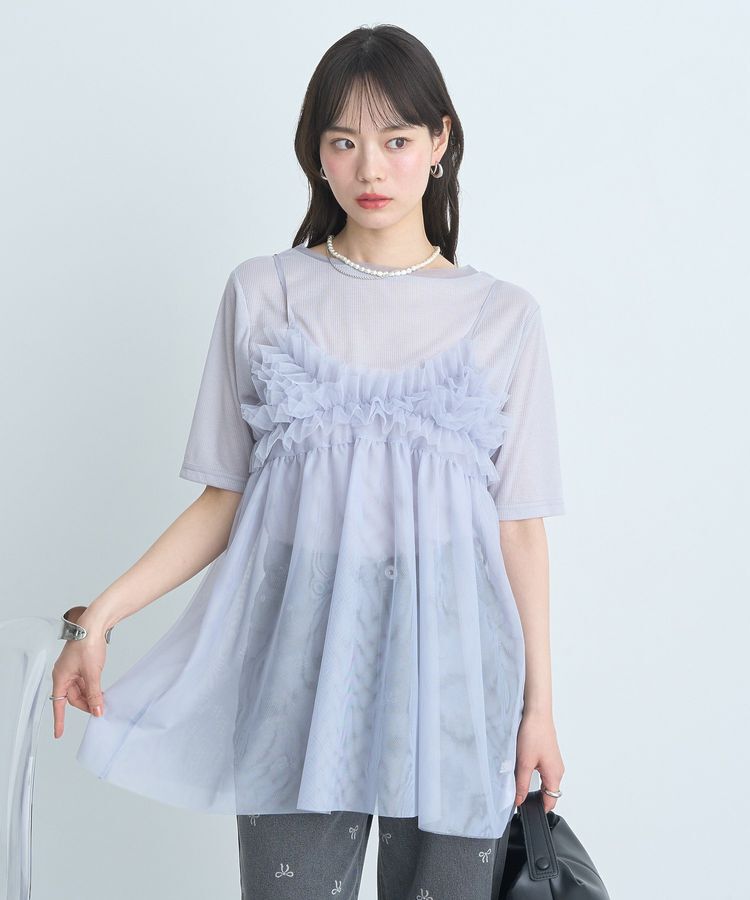 earth music&ecology「SET2点チュールビスチェ＋シアープルオーバー」|Tシャツ・カットソー|