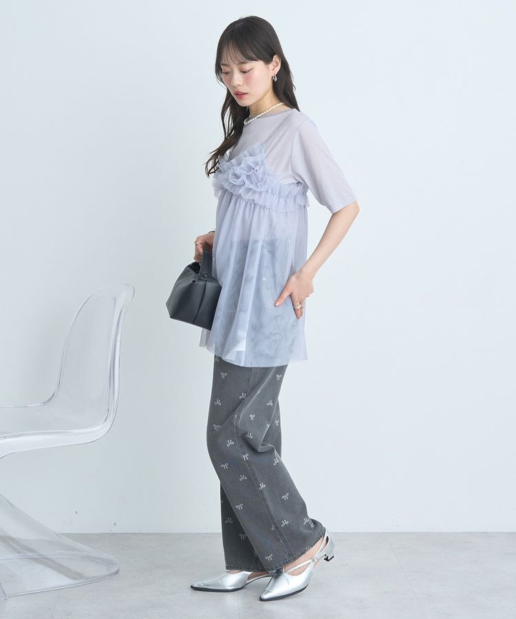 earth music&ecology「SET2点チュールビスチェ＋シアープルオーバー」|Tシャツ・カットソー|