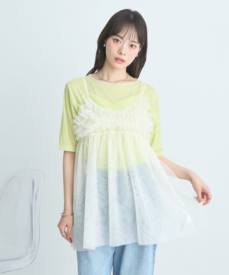 earth music&ecology「SET2点チュールビスチェ＋シアープルオーバー」|Tシャツ・カットソー|