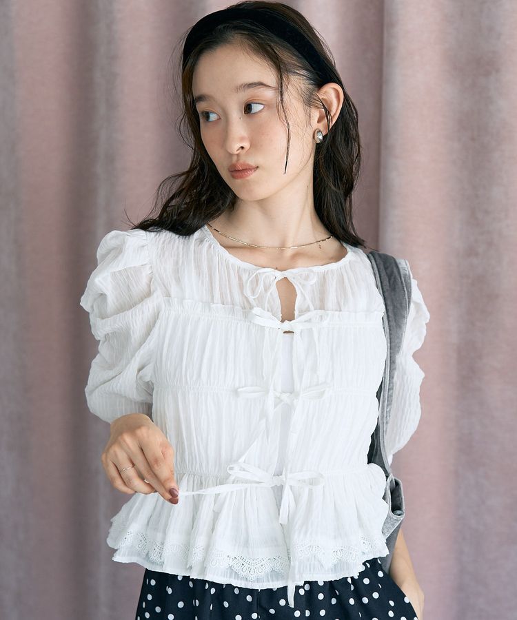 earth music&ecology「レースティアードシャーリングブラウス」|シャツ・ブラウス|Off White