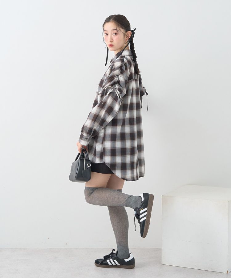earth music&ecology「2wayショルダードロストリボンチェックシャツ」|シャツ・ブラウス|