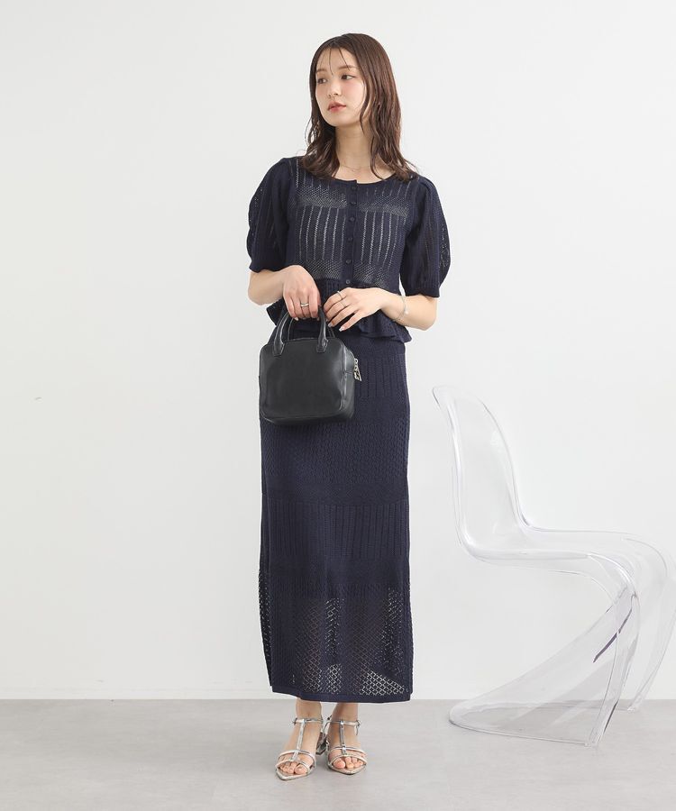 earth music&ecology「SET2点レース編みペプラムカーデ＋スカート」|スーツ|