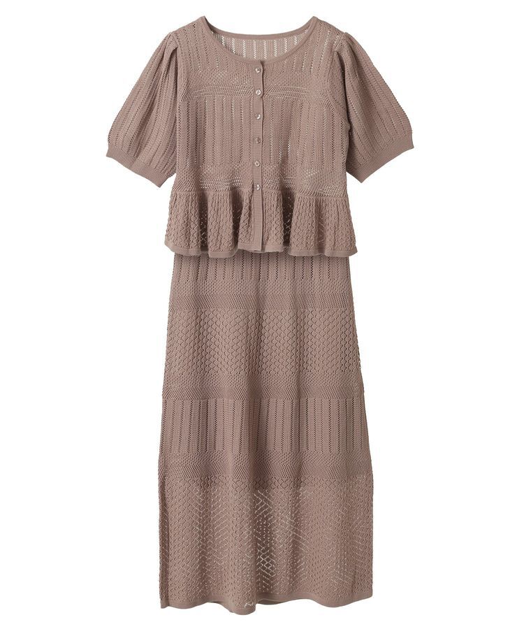 earth music&ecology「SET2点レース編みペプラムカーデ＋スカート」|スーツ|