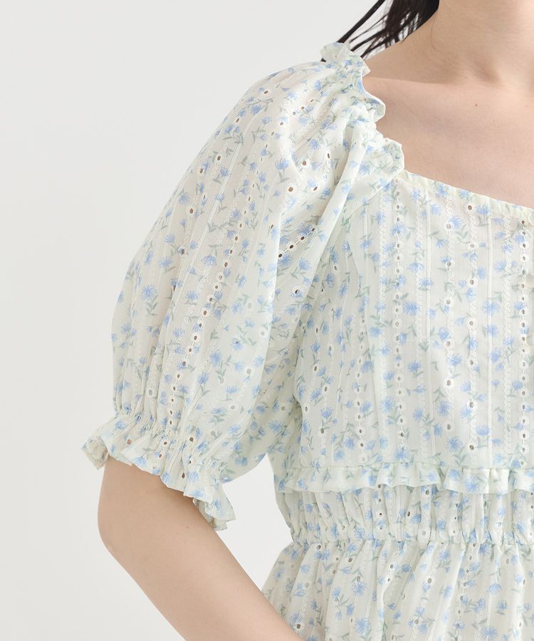 earth music&ecology「フラワー刺繍フリルヘムブラウス」|シャツ・ブラウス|