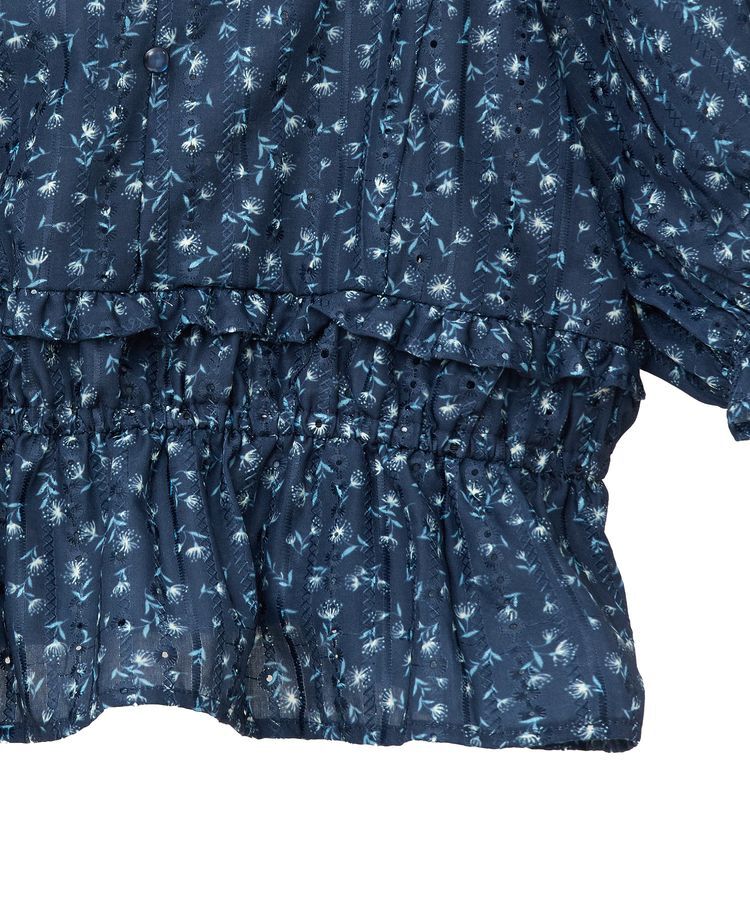 earth music&ecology「フラワー刺繍フリルヘムブラウス」|シャツ・ブラウス|