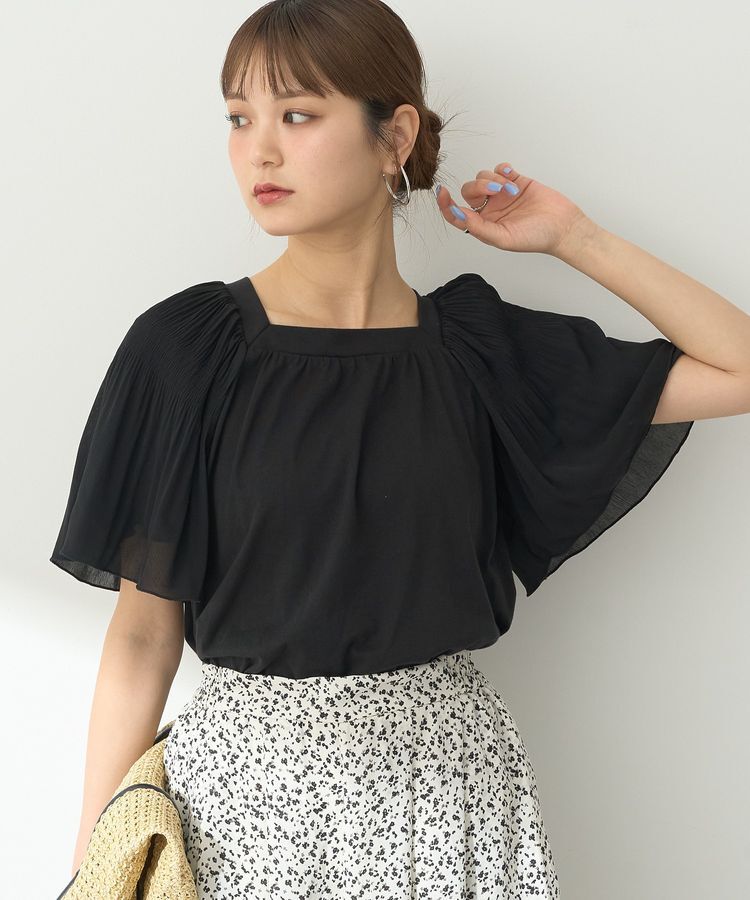 earth music&ecology「マジョリカフレアスリーブスクエアプルオーバー」|Tシャツ・カットソー|Black