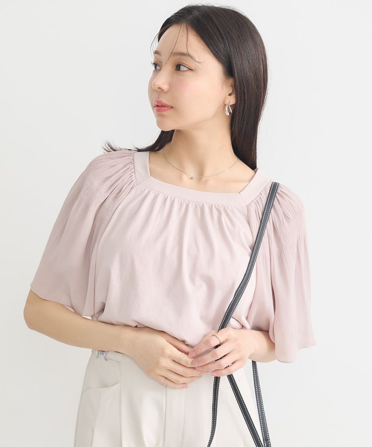 earth music&ecology「マジョリカフレアスリーブスクエアプルオーバー」|Tシャツ・カットソー|Pink