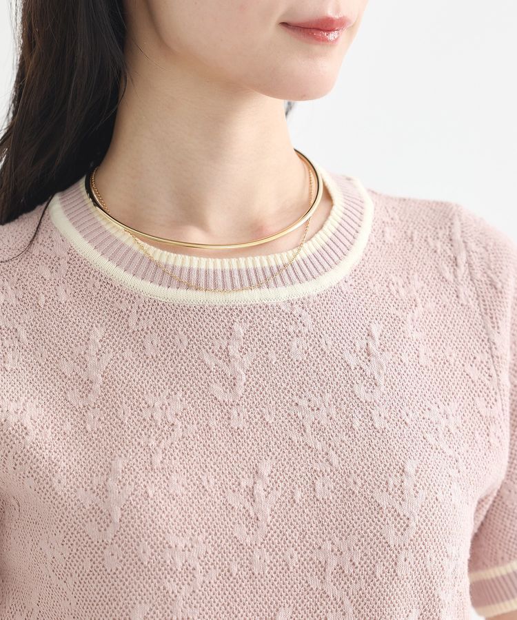 earth music&ecology「バイカラーフラワージャガードニットプルオーバー」|ニット・セーター|