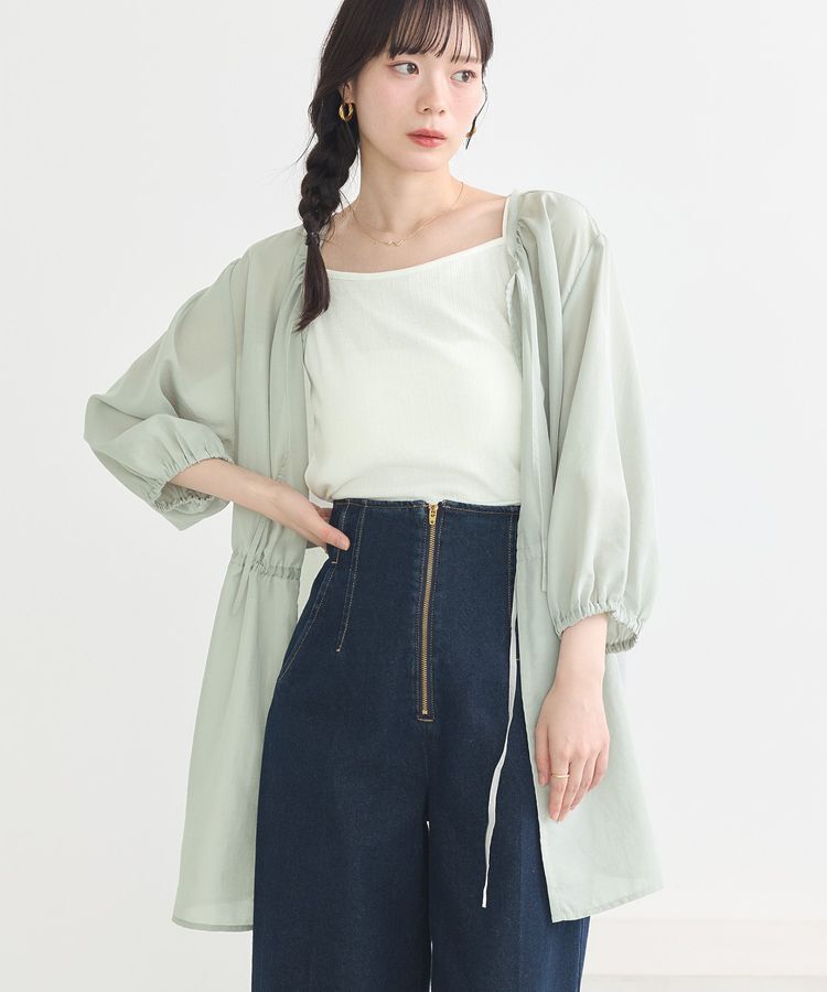 earth music&ecology「ふんわりスリーブドロストシャツ」|シャツ・ブラウス|Light Khaki