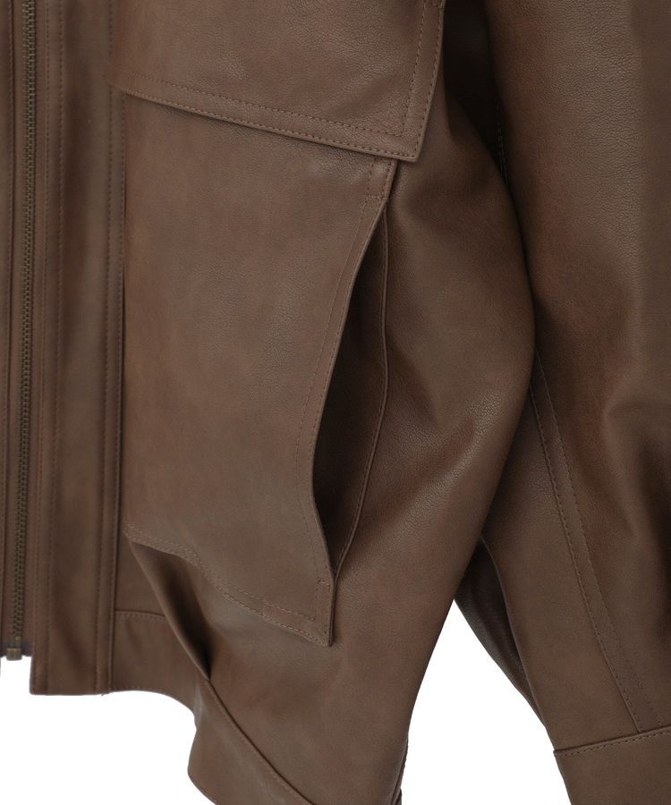 earth music&ecology「フェイクレザージップジャケット」|ブルゾン・スタジャン|