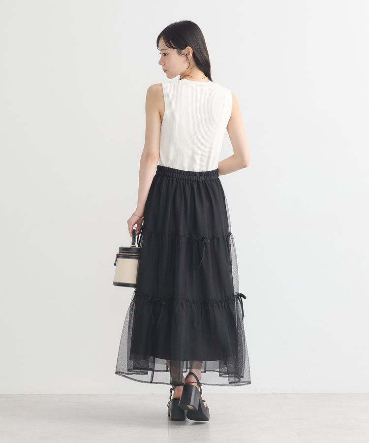 earth music&ecology「リボンチュールティアードスカート」|フレア|