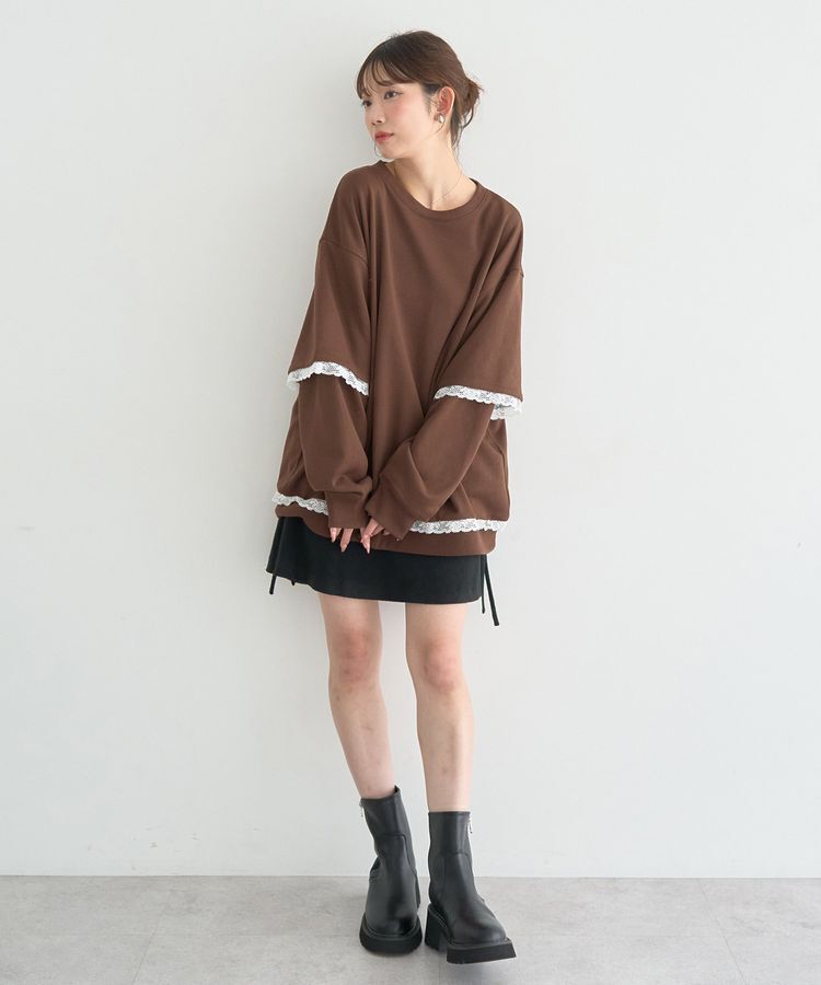 earth music&ecology「サイドレースアップミニスカート」|スカート|