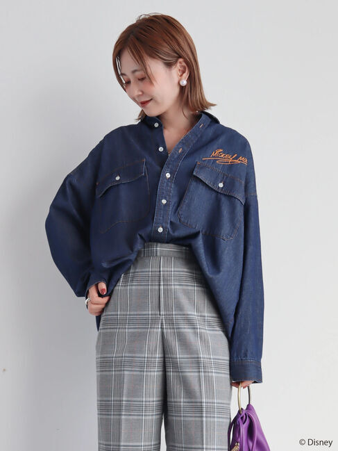 「バックプリントデニムシャツ/Mickey」|シャツ・ブラウス|