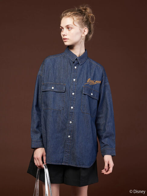  「バックプリントデニムシャツ/Mickey」|シャツ・ブラウス|