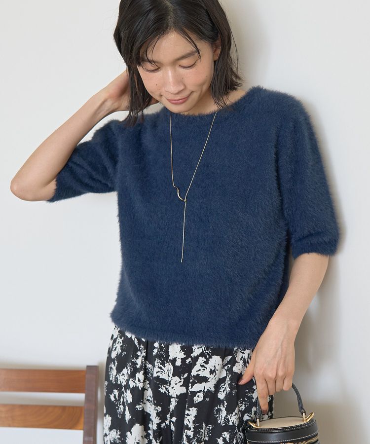 AMERICAN HOLIC「フェザー半袖ニットプルオーバー」|ニット・セーター|