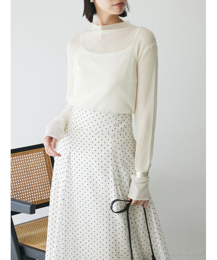 AnriettMusee「ラメ切替スリーブリブシアーニット」|ニット・セーター|Off White