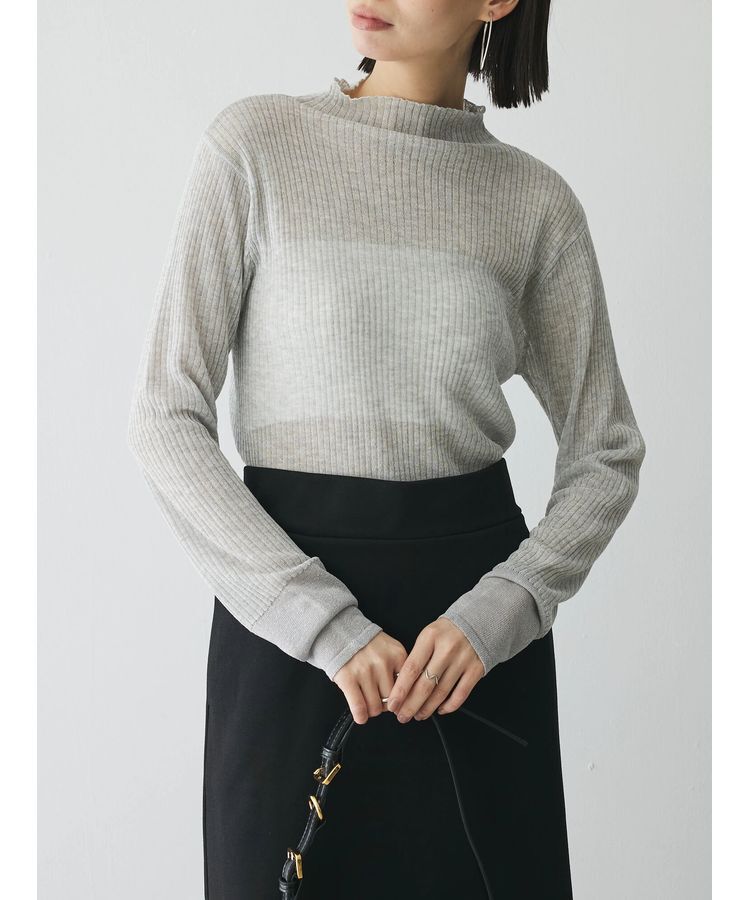 AnriettMusee「ラメ切替スリーブリブシアーニット」|ニット・セーター|