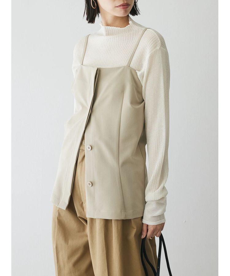 AnriettMusee「ラメ切替スリーブリブシアーニット」|ニット・セーター|