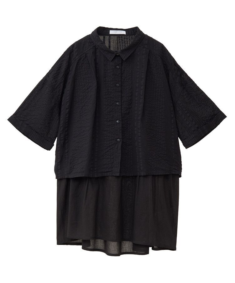 Green Parks「インド綿 SET2点 ギャザーシャツ+布帛インナー」|シャツ・ブラウス|