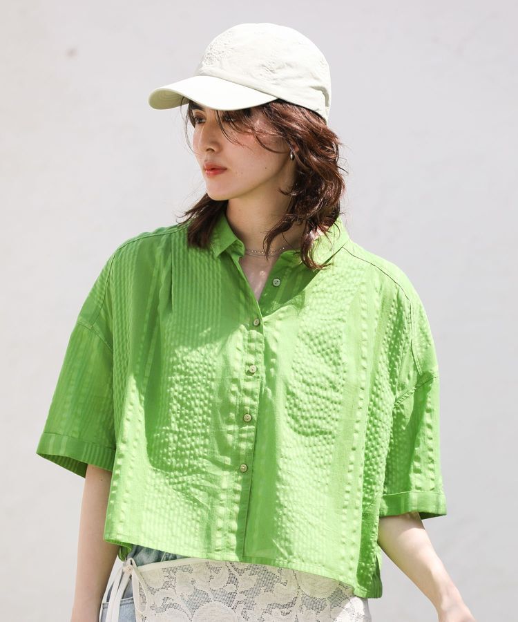 Green Parks「インド綿 SET2点 ギャザーシャツ+布帛インナー」|シャツ・ブラウス|