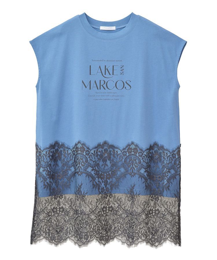 Green Parks「フレンチスリーブ裾レースロゴチュニック」|チュニック|