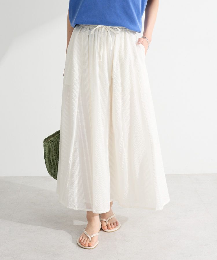 Green Parks「インド綿 シアーサッカーギャザースカート」|スカート|Ivory
