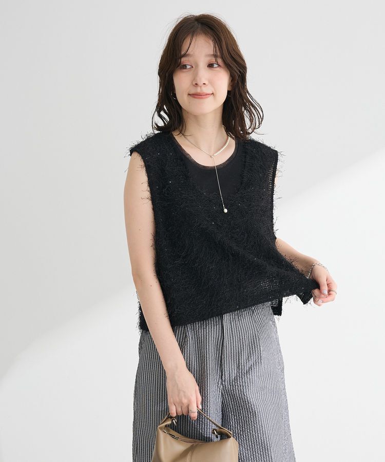 Green Parks「フェザーヤーンショートベスト」|ベスト・ジレ|