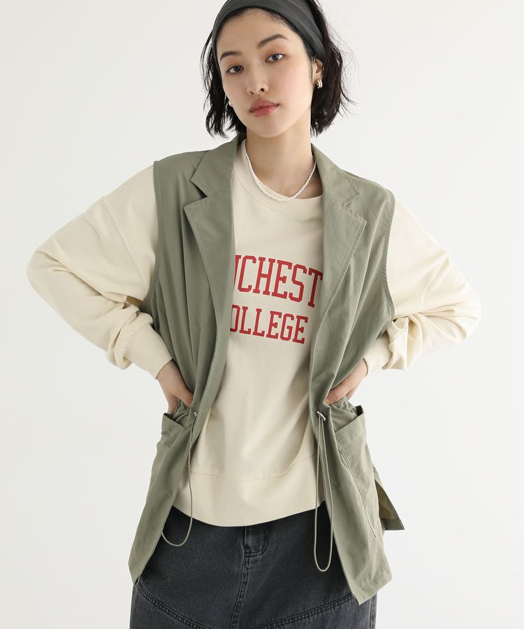 Green Parks「ウエストドロストナイロンベスト」|ベスト・ジレ|Khaki