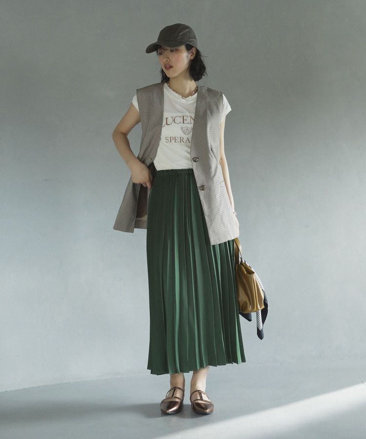 Green Parks「サテン変形プリーツスカート」|スカート|