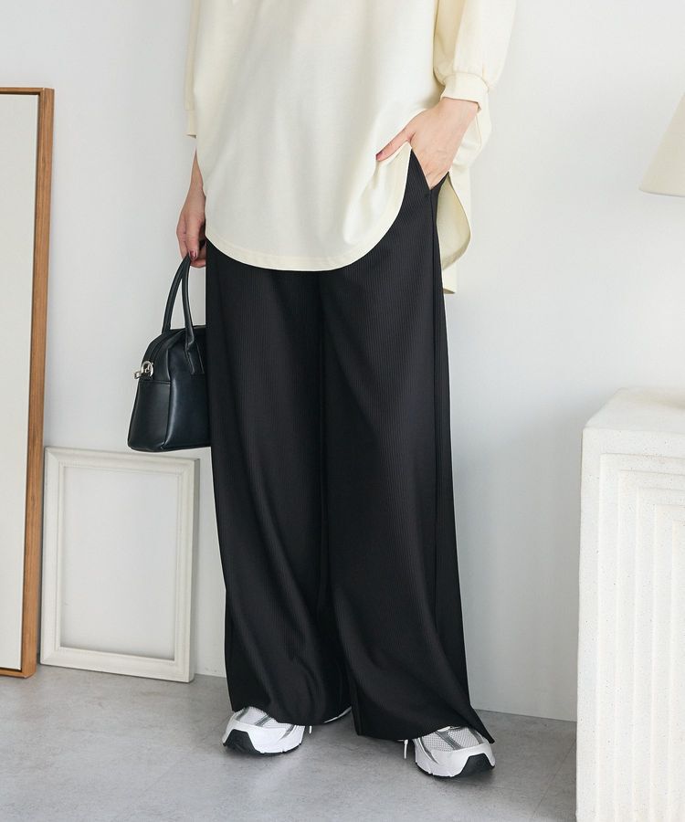 Green Parks「楽ちんプリーツワイドパンツ」|その他|Black