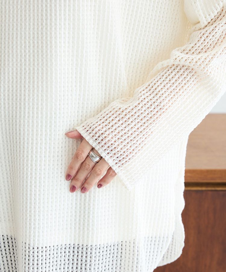 Green Parks「メッシュ長袖ゆるカットプルオーバー」|Tシャツ・カットソー|