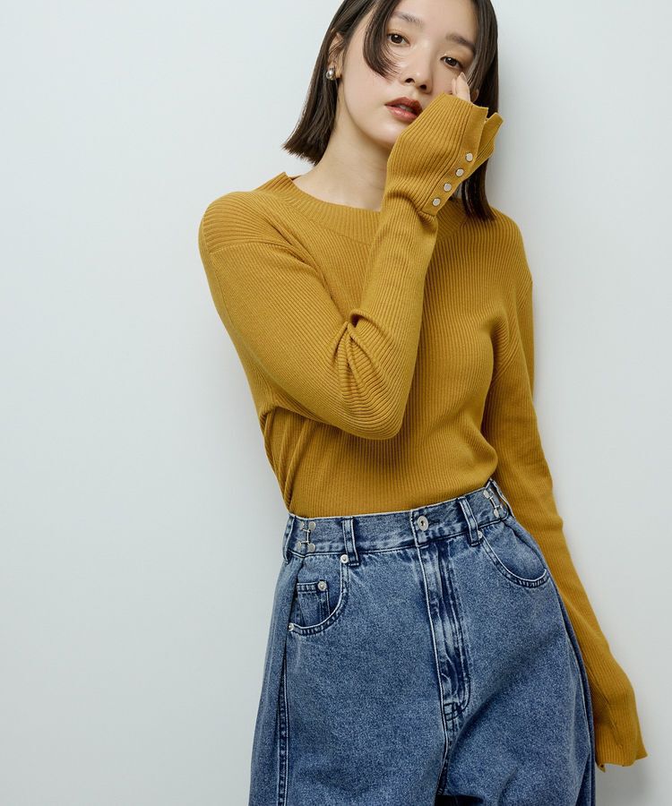 Green Parks「袖口金釦リブニットプルオーバー」|ニット・セーター|