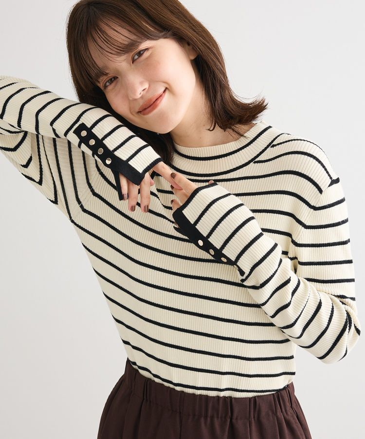 Green Parks「袖口金釦リブニットプルオーバー」|ニット・セーター|