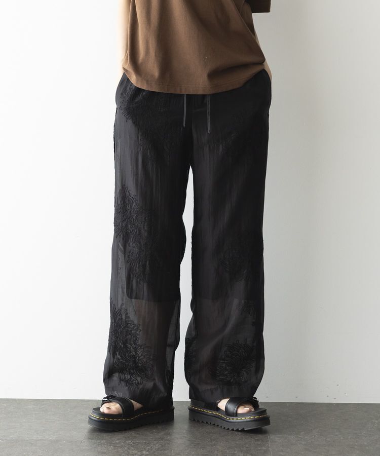 GARAGE OF GOOD CLOTHING「シアー刺繍ドロストストレートパンツ」|その他|Black