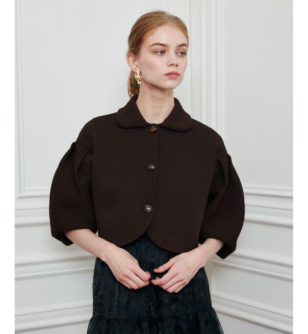 LOULOU WILLOUGHBY「【LOULOU WILLOUGHBY】ダブルジャガードパフニットジャケット」|ニット・セーター|