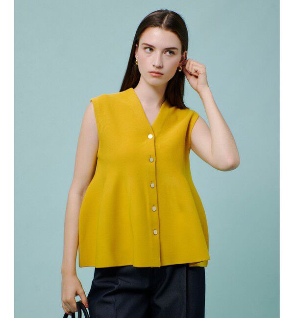 allureville「ペプラムジレ」|ニット・セーター|イエロー