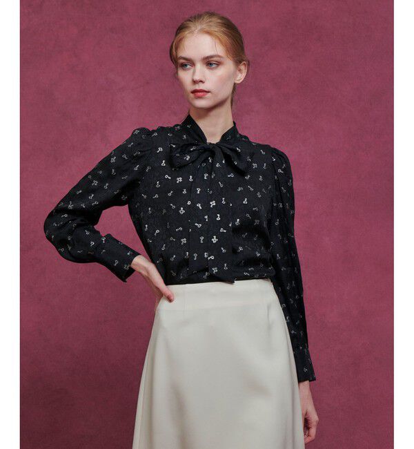 LOULOU WILLOUGHBY「【LOULOU WILLOUGHBY】KEYジャガードボウタイブラウス」|シャツ・ブラウス|