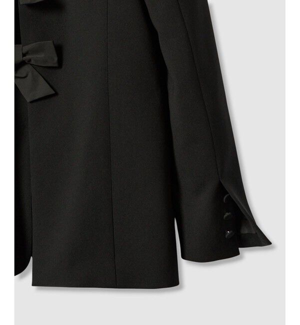 LOULOU WILLOUGHBY「【LOULOU WILLOUGHBY】ダブルクロスノーカラーリボンジャケット」|ノーカラージャケット|