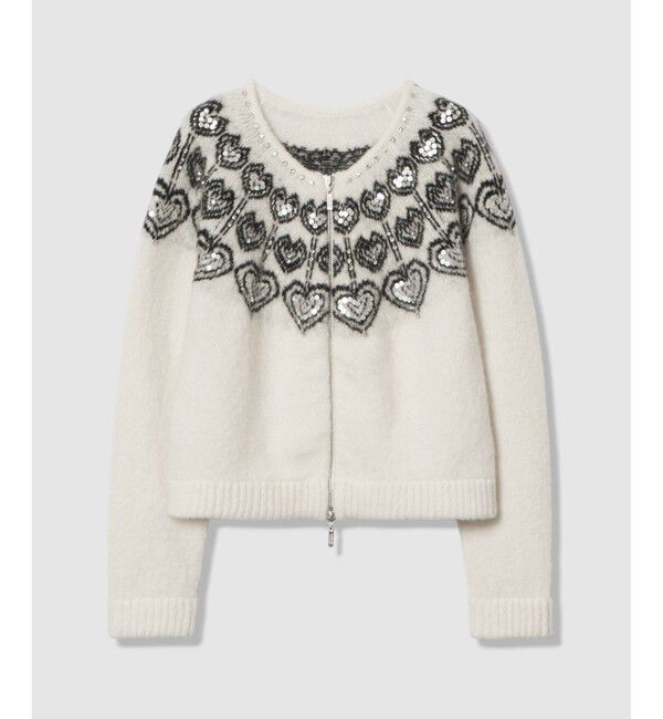 LOULOU WILLOUGHBY「【LOULOU WILLOUGHBY】ハートJQニットブルゾン」|ブルゾン・スタジャン|