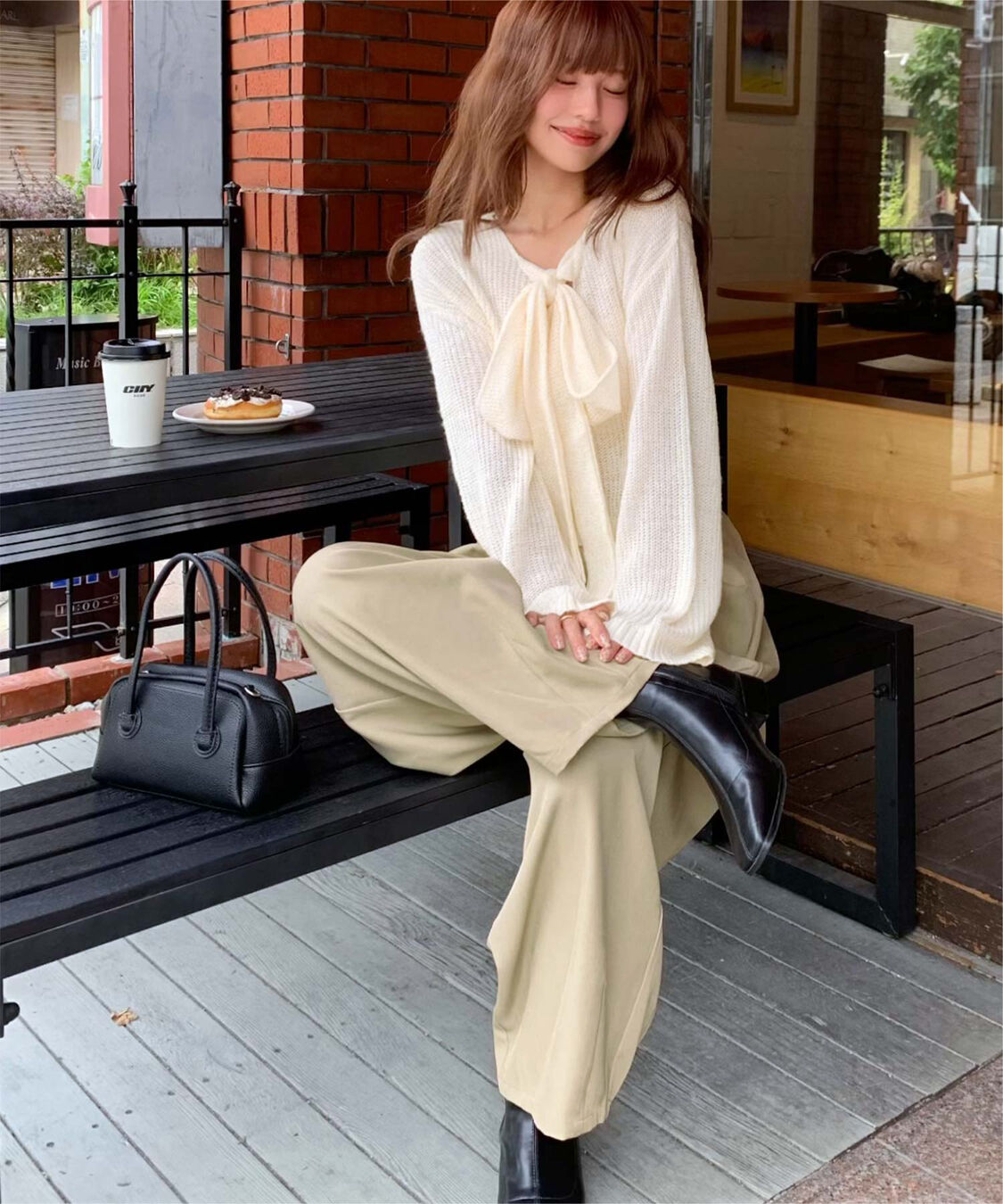 titivate「【いつきさんコラボアイテム】前後2wayリボンデザインシアーローゲージニット」|ニット・セーター|