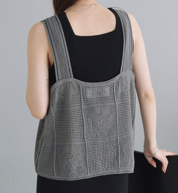  「配色透かし編みビスチェ」|ニット・セーター|