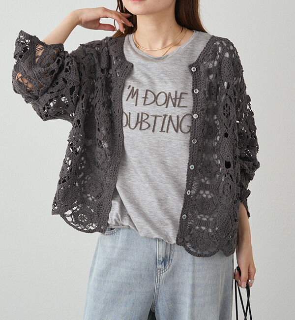  「【25AW】カギ針編み風カーディガン」|カーディガン|