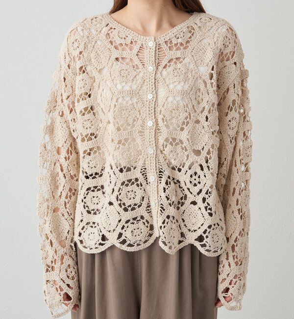  「【25AW】カギ針編み風カーディガン」|カーディガン|