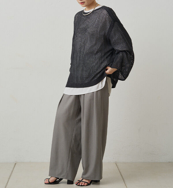  「ワイドスリーブメッシュニット」|ニット・セーター|