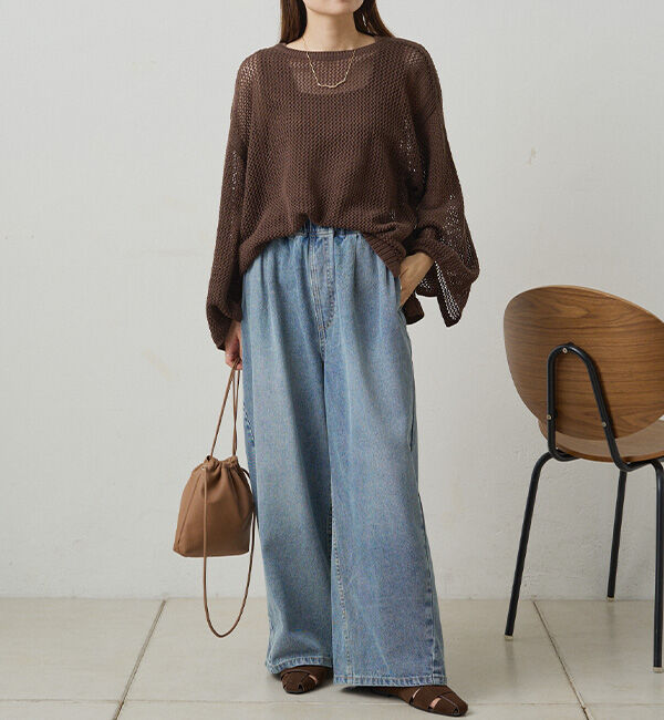  「ワイドスリーブメッシュニット」|ニット・セーター|