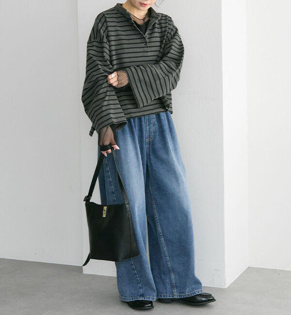  「ピグメントボーダーヘンリーネックカットソー」|Tシャツ・カットソー|